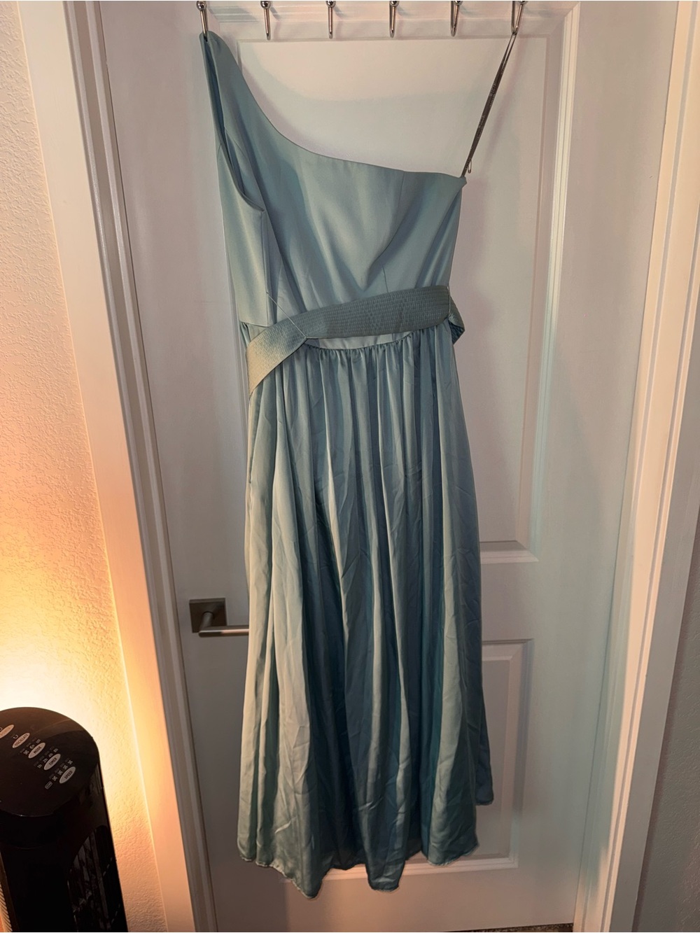 White by Vera Wang Light Blue One-Shoulder Formal Dress